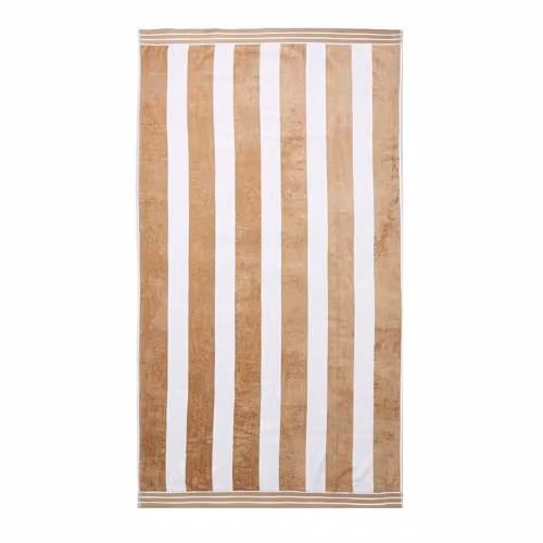 Allure Bath Fashions Luxury Cabana Stripe Extra Large Beach Towel in Beige, 100% Cotton Terry, W: 100 cm, L: 180 cm