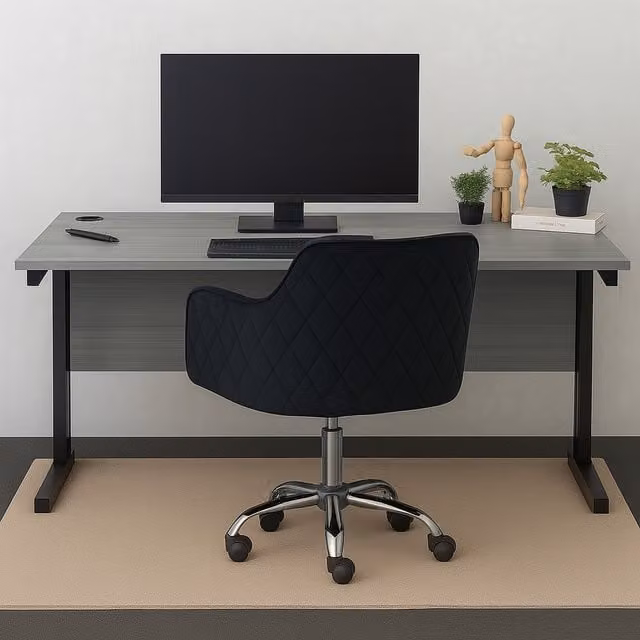 Kosy Koala Modern Home Office Desk and Swivel Chair Set in Black and Grey with Wood and Metal Construction, Width: 120 cm