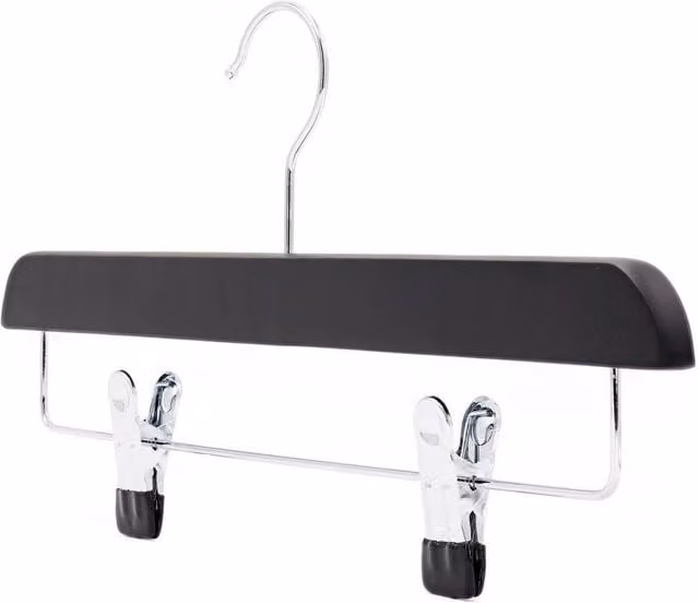 PAWNORA Black Skirt Hangers with Clips and Bar, W/D/H: 35 x 30 x 35 cm