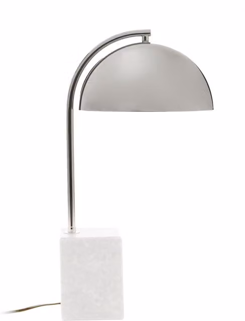 Fifty Five South Orsina Modern Table Lamp with Chrome Dome Shade and Grey Marble Base