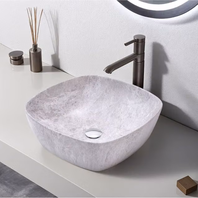 Living and Home Grey Ceramic Square Countertop Bathroom Wash Basin Sink