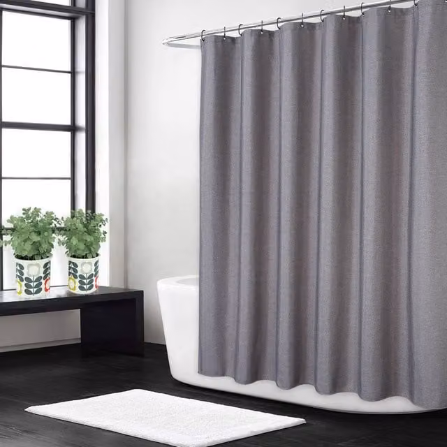 London Boutique Waterproof Polyester Shower Curtain in Dark Grey, W/H: 121.92 x 182.88 cm