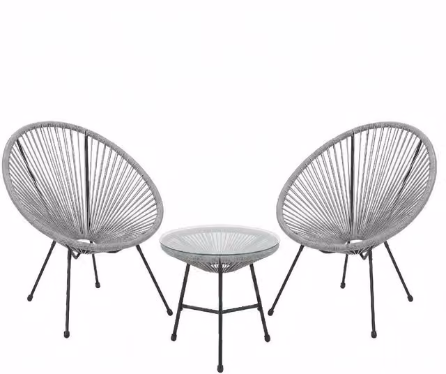 Alivio Modern 2 Seater Outdoor Garden Furniture Set with Coffee Table and Cushions, Grey