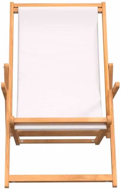 Berkfield Home Beautiful Folding Beach Chair in Beige Teak Wood with UV-Resistant Polyester Fabric