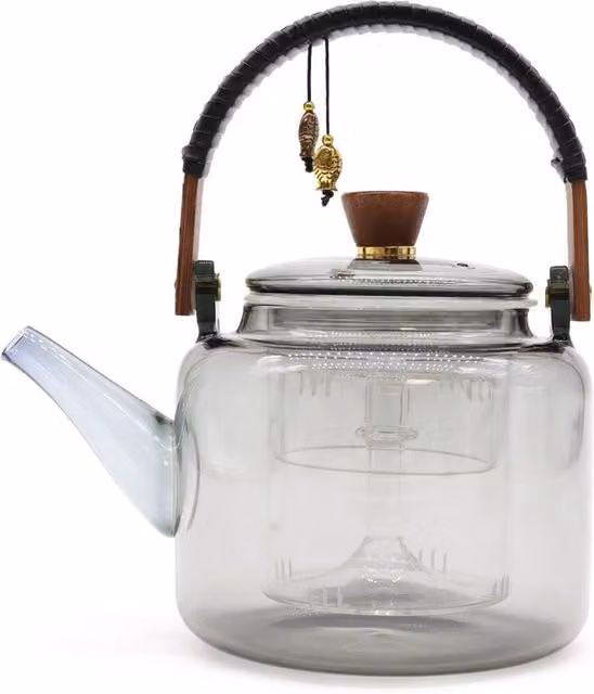 KDMD Premium Glass Infuser Teapot with Steamer System, 1000ml, Transparent