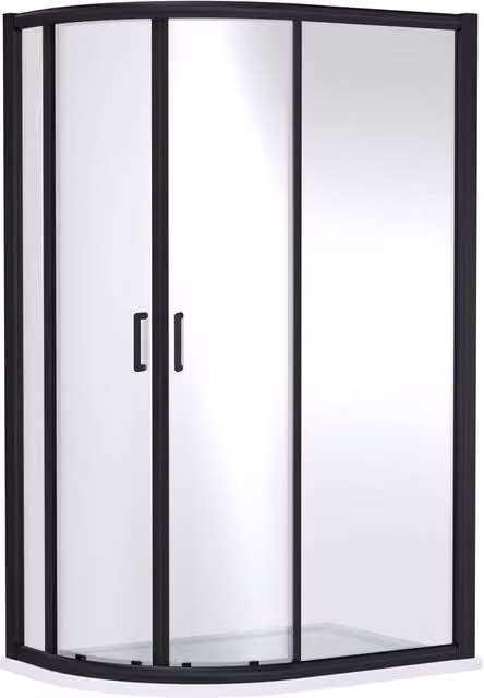 Balterley Ellenhall 8mm Glass Offset Quadrant Shower Enclosure, Black, W/D: 1200 x 800 mm