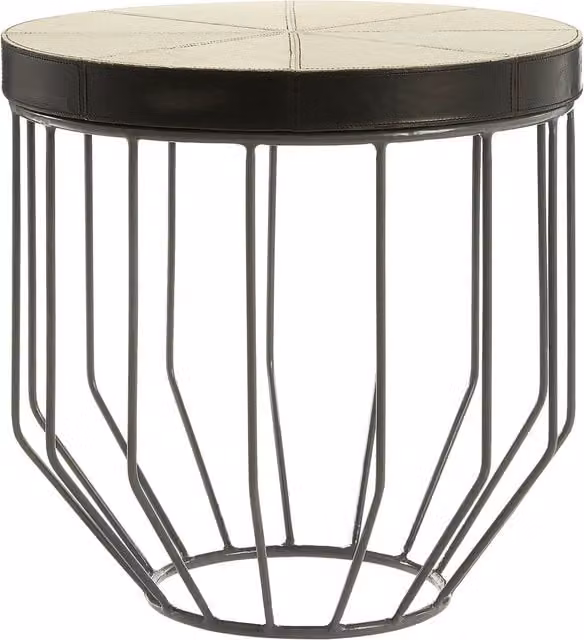 Orsina Modern Round Mango Wood and Metal Side Table in Black, White or Brown