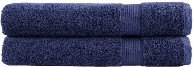 Berkfield Home SOLUND Premium Cotton Terry Towels, 2 Pack, Navy Blue, W: 100 cm, L: 200 cm, 600gsm