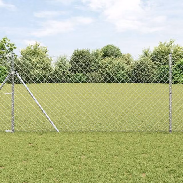 Berkfield Home Galvanised Steel Chain Link Fence, Silver, H 1.4 m x W 10 m