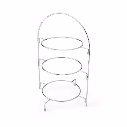 Artesa 3 Tier Afternoon Tea Cake Serving Stand, Silver, W/D/H: 29 x 19.5 x 43 cm