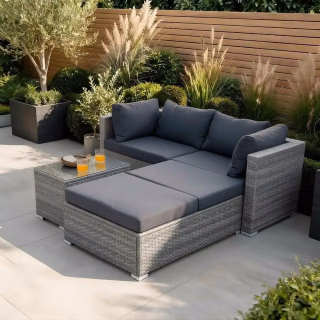 Home Source Solara 5 Piece Modular Outdoor Garden Set in Grey