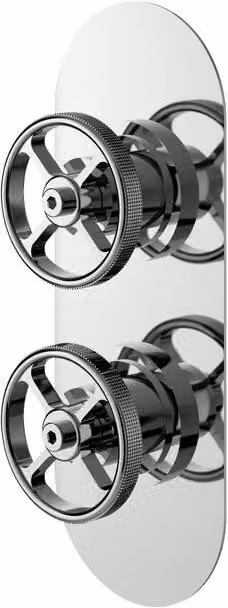 Balterley Knurled Twin Shower Valve with Diverter Control in Silver Chrome