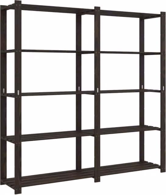 Berkfield Home 5-Tier Solid Wood Pine Storage Rack in Black, H 170 x W 170 x D 38 cm