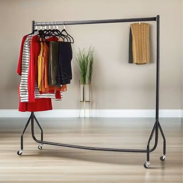 Furnold Heavy Duty Metal Clothes Rail in Black, H 183 x W 152 x D 95 cm