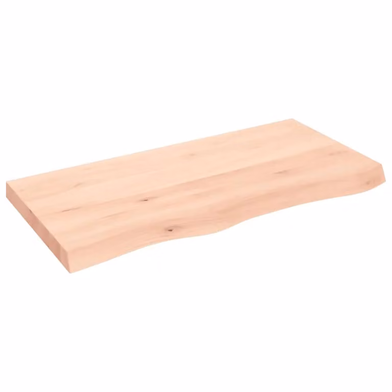 Berkfield Home Brown Untreated Solid Wood Live Edge Bathroom Countertop W: 100 cm, D: 50 cm, H: 2-6 cm