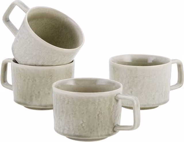 Stellar Bantham Stoneware Set of 4 Large Mugs, 350ml, Green