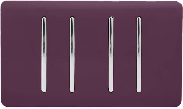Trendi 4 Gang 3 Way Intermediate 10 Amp Rocker Light Switch in Plum Purple