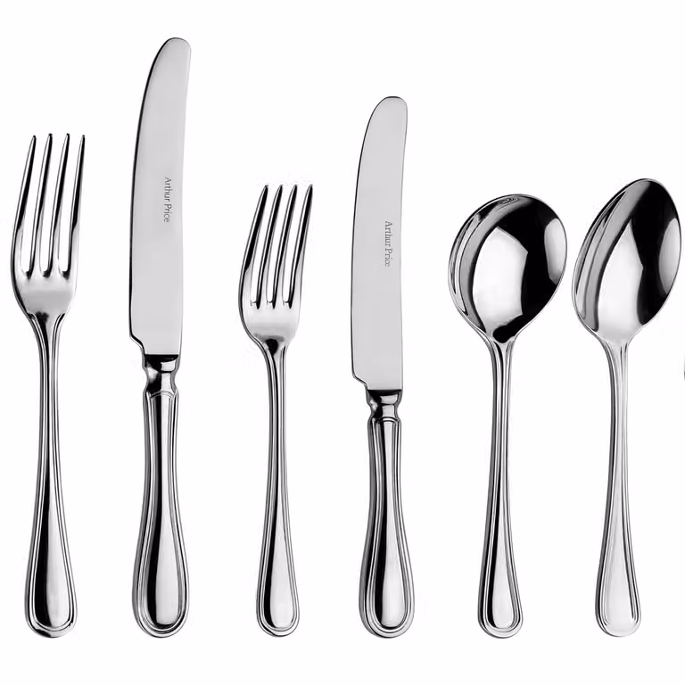 Arthur Price Britannia 58 Piece Stainless Steel Cutlery Set for 8 People in Polished Silver with Case