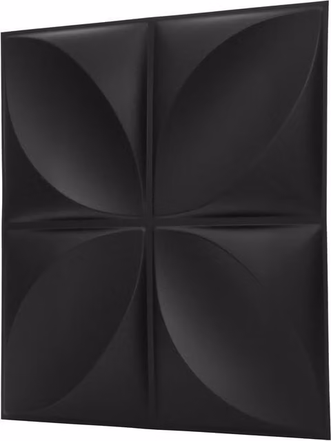 NOVECRAFTO Black Geometric 3D PVC Wall Panels, Pack of 10, W/D/H: 50 x 50 x 0.25 cm