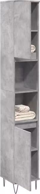 Berkfield Home Wall Mounted Bathroom Cabinet in Concrete Grey, W/D/H: 30 x 30 x 190 cm