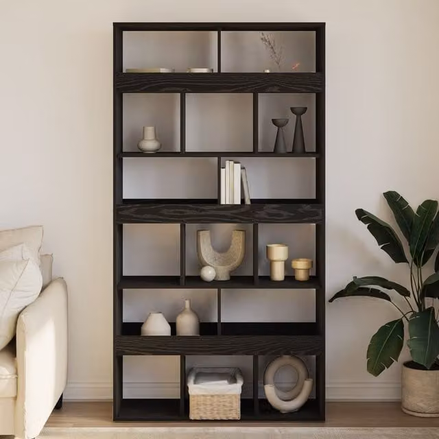 Berkfield Home Minimalist Plant Stand in Black Oak, W/D/H: 100 x 33 x 187.5 cm