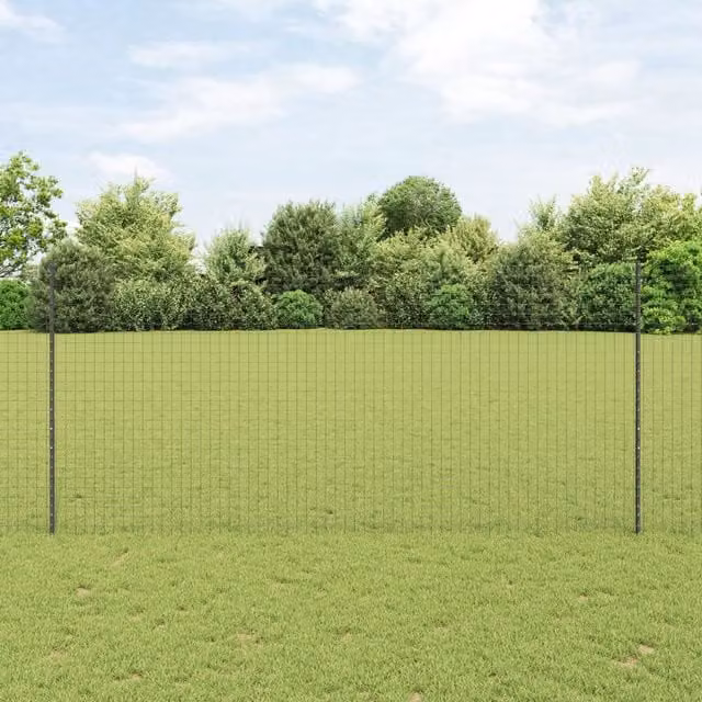 Berkfield Home Euro Fence Steel Kit in Grey with 10 U Posts, W: 10 m, H: 1.8 m