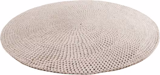 Zuri House Moon Crochet Rug in Beige, Round Cotton Design, Diameter: 130 cm