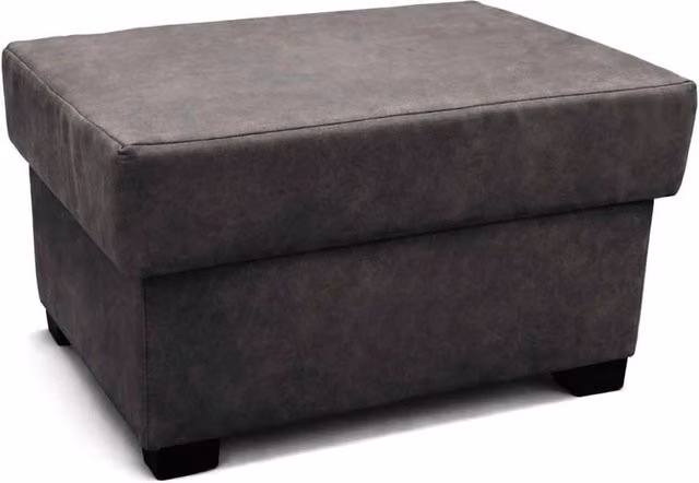 Furnishings For Less UK Oakland Charcoal Leather Look Storage Footstool W/D/H: 61 x 41 x 41 cm