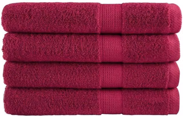 Berkfield Home SOLUND Premium Sauna Towel Set, 4 Pieces, Bordeaux Red, W: 80 cm x L: 200 cm, 600gsm Cotton Terry