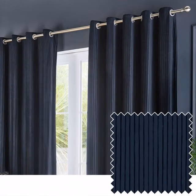 Make It A Home Corinthian Navy Blue Velvet Eyelet Room Darkening Curtains W: 137 cm, H: 168 cm