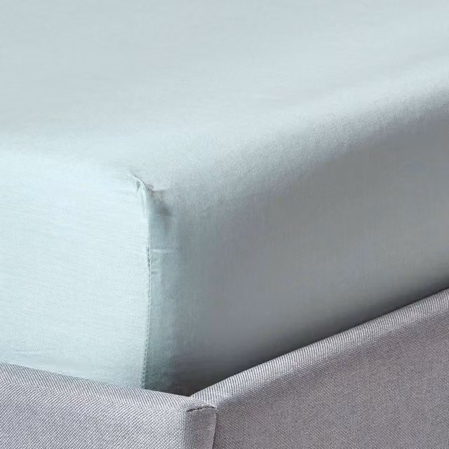 Homescapes Organic Egyptian Cotton Extra Deep Fitted Sheet, Blue, 200 x 200 cm