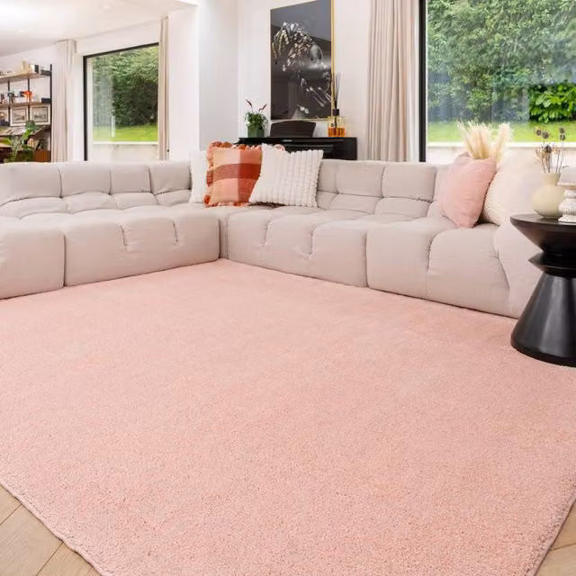 Kukoon Pink Shaggy Machine Washable Rug, W: 120 cm, D: 170 cm