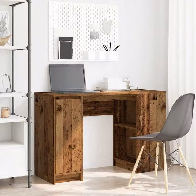 Berkfield Brown Rustic Secretary Desk in Engineered Wood, W/D/H: 120 x 42 x 76 cm