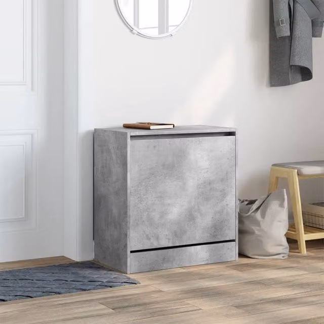 Berkfield Home Shoe Cabinet in Concrete Grey, W: 60 cm, D: 34 cm, H: 63.5 cm