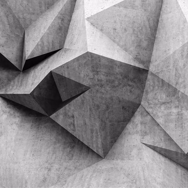 Grey Abstract 3D Concrete Wall Mural, Width: 384 cm