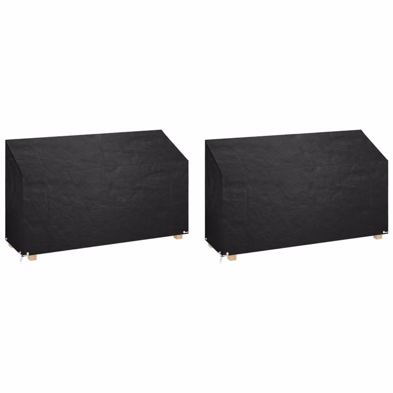 Berkfield Home Durable Water Repellent Garden Bench Covers, 2 Pack, Black, W: 210 cm, D: 70 cm, H: 70-88 cm