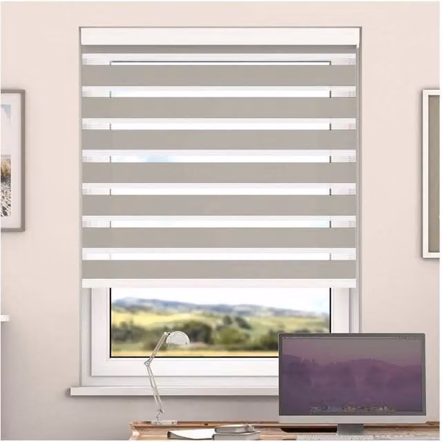 NewEdgeBlinds Day and Night Zebra Roller Blind with Cassette, Peach Striped, Width: 140 cm