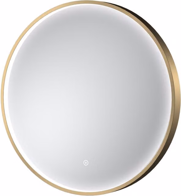 Balterley Round LED Bathroom Mirror with Demister Pad and Touch Sensor in Gold, W/D/H: 60 x 60 x 1 cm
