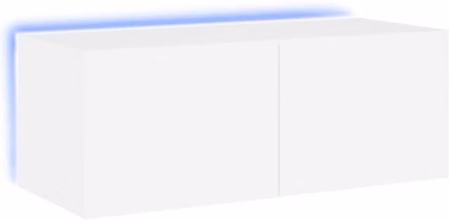 Berkfield Home Modern White Wall Mounted TV Cabinet with Integrated LED Lights W/D/H: 80 x 35 x 31 cm