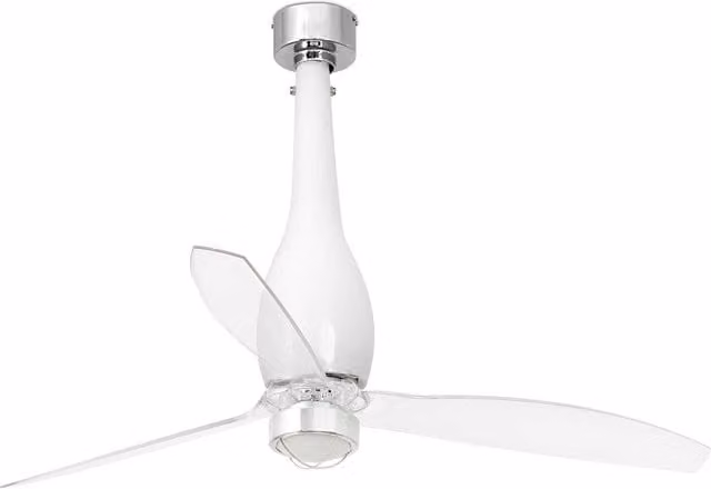 Eterfan LED Ceiling Fan in White and Transparent with DC Motor and Remote Control, 3000K Warm White