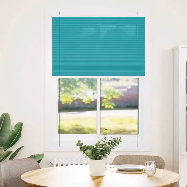 Berkfield Home Single Pleat Polyester Blind in Petrol Green, W: 95 cm, H: 100 cm