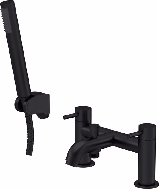 Balterley Round Single Lever Bath Shower Mixer Tap with Shower Kit in Matt Black