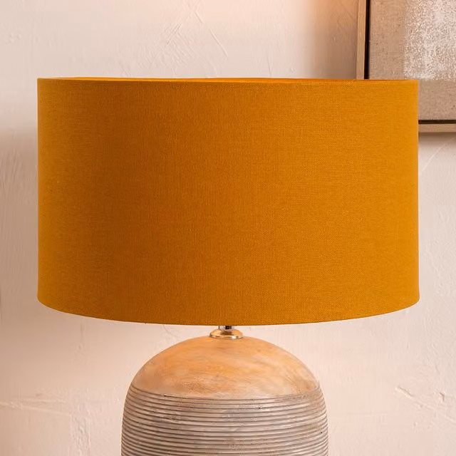 Pacific Lifestyle Yellow Fabric Cylinder Table Lampshade, Diameter: 35 cm