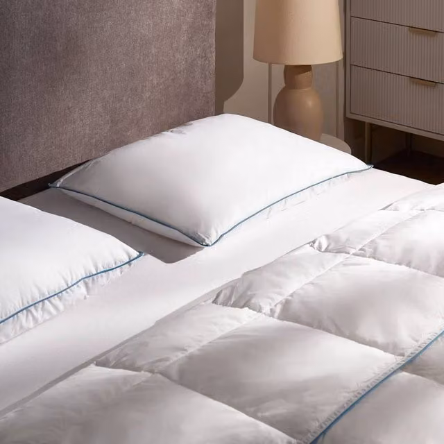 Wyld and Coco White Duck Feather and Down Pillow with Cotton Casing, W/D/H: 50 x 70 cm
