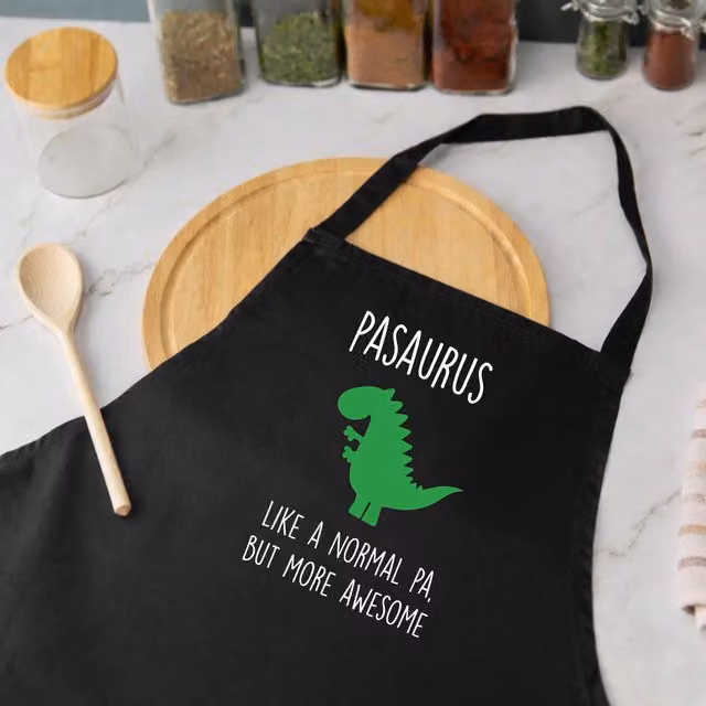 60 Second Makeover Men's Pa Dinosaur Cotton Apron in Black