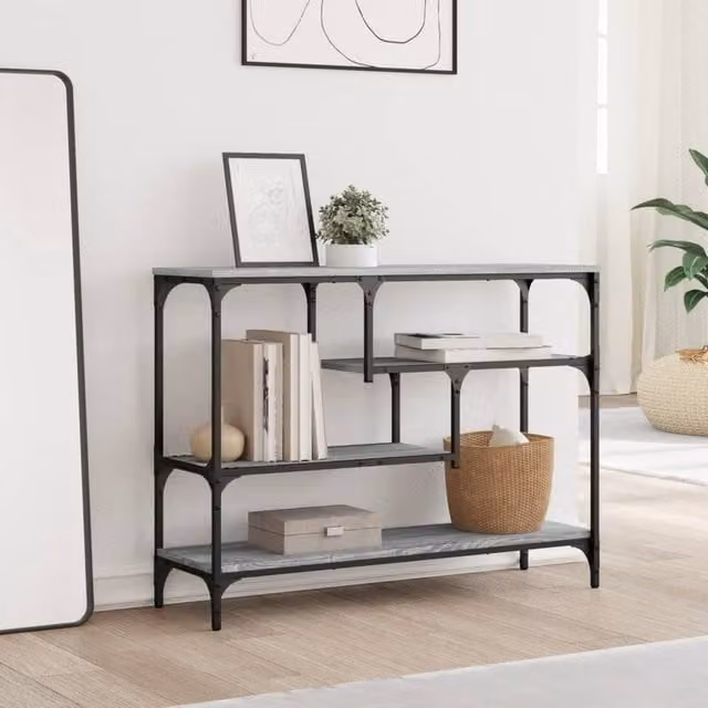 Berkfield Home Decorative Console Table in Grey Sonoma, W/D/H: 100 x 30 x 75 cm