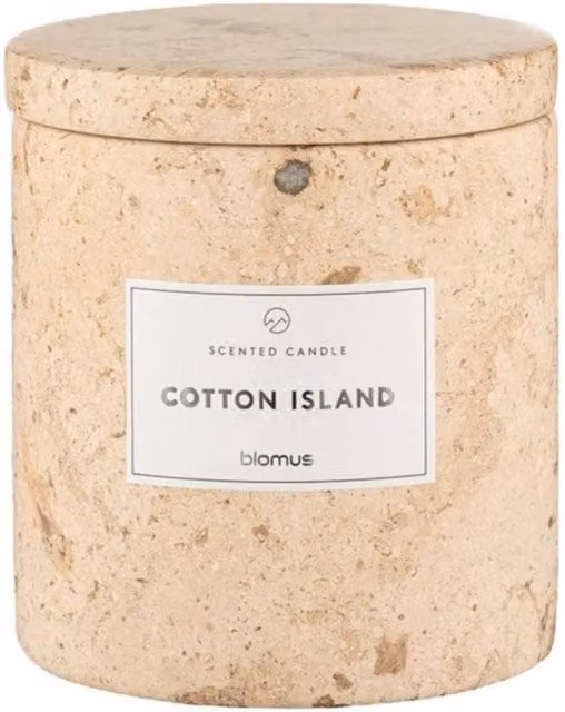 Blomus FRABLI Cotton Island Scented Candle in Travertin Beige