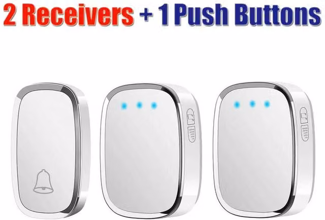 FLAVORA Wireless Plug In Doorbell with 2 Receivers and 1 Push Button in Silver