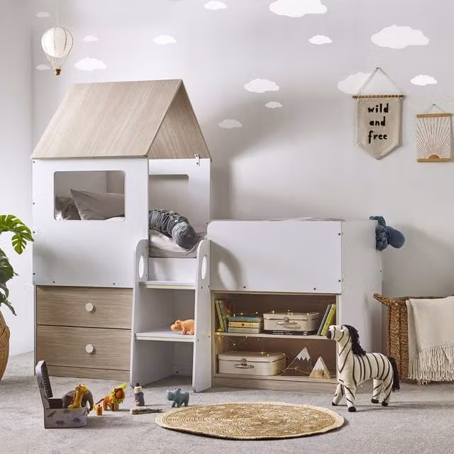 Julian Bowen Orpheus Midsleeper Bed in White and Pale Wood