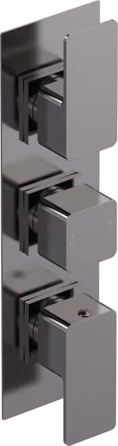 Balterley Concealed Triple Thermostatic Shower Valve with Two Outlets in Brushed Pewter Grey and Silver